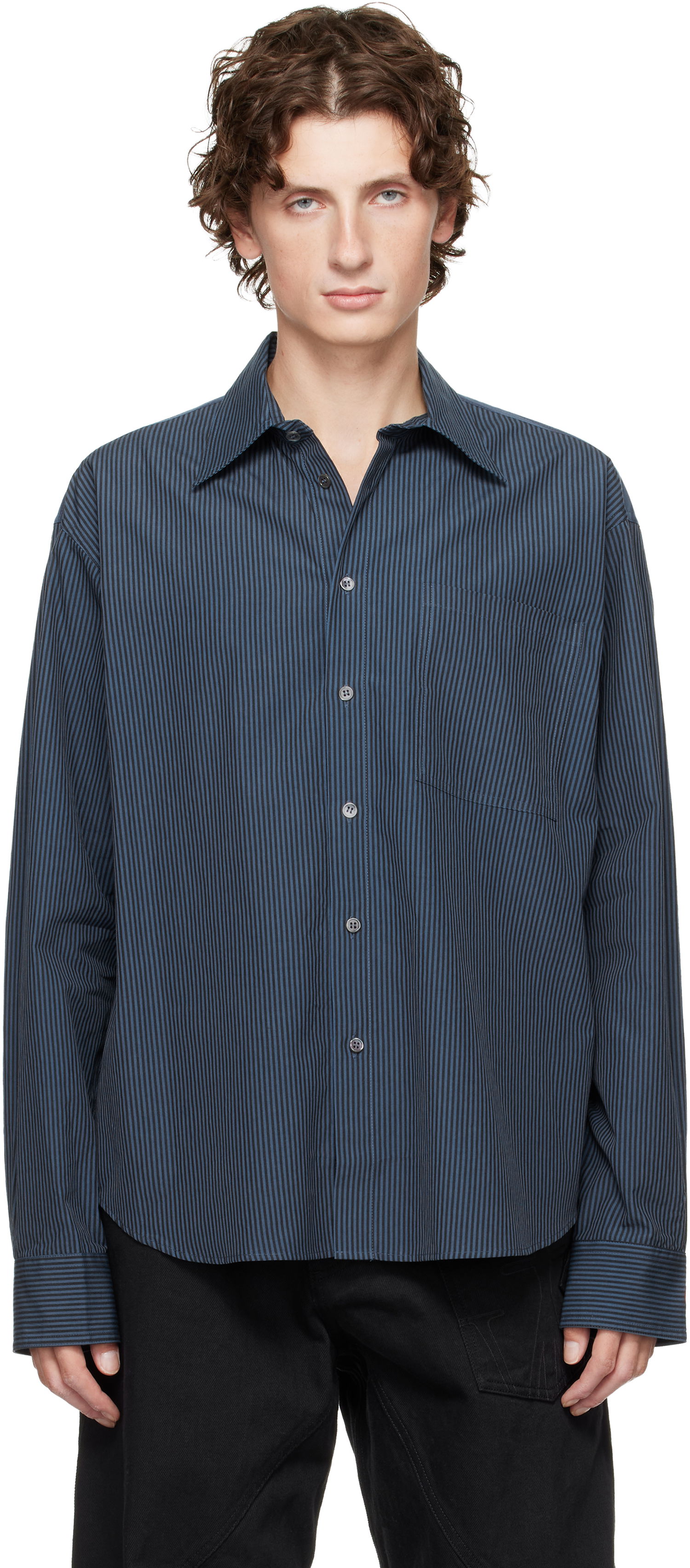 Košeľa JW Anderson Vertical Striped Long Sleeve Shirt Modrá | SH0370-PG1414, 0