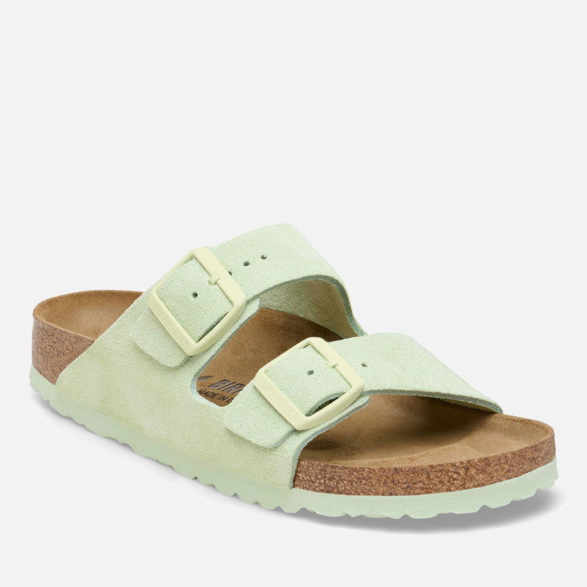 Tenisky a topánky Birkenstock Arizona Slim Fit Suede Double Strap Sandals - Faded Lime Biela | 1026831