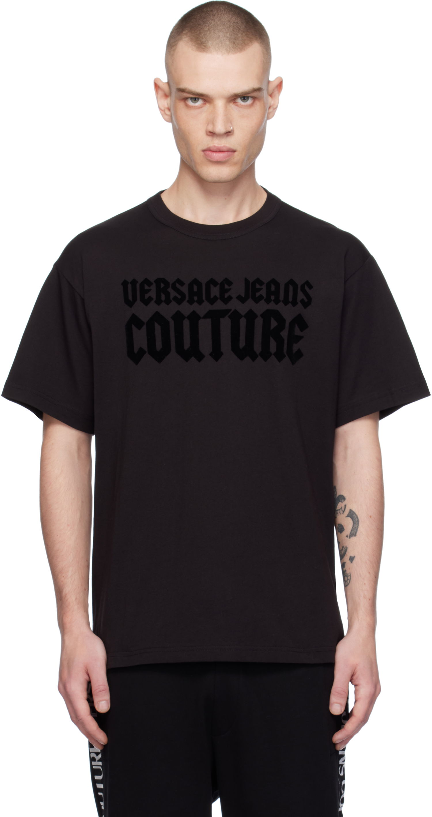 Tričko Versace Flocked T-Shirt Čierna | E77GAHL01_ECJ01L, 0