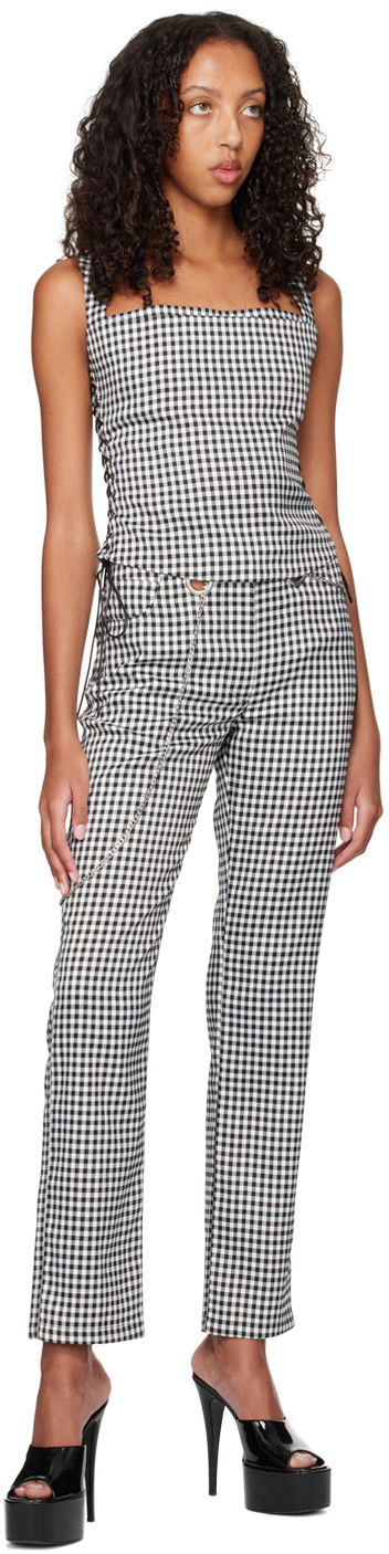 Nohavice Miaou Miaou Tommy Gingham Trousers with Chain Čierna | 1004GINOND, 3