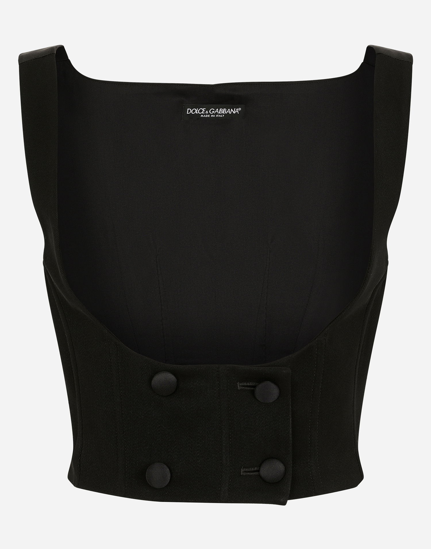 Crop Top Dolce & Gabbana Square-Neck Double-Breasted Bustier Top Čierna | F791FTFU28JN0000, 0