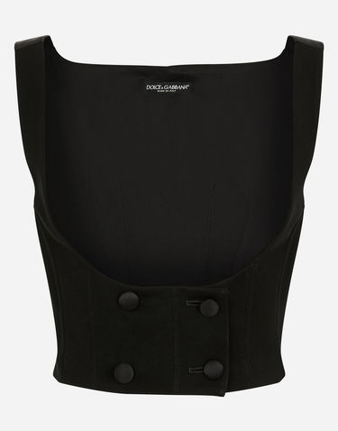 Crop Top Dolce & Gabbana Square-Neck Double-Breasted Bustier Top Čierna | F791FTFU28JN0000, 0