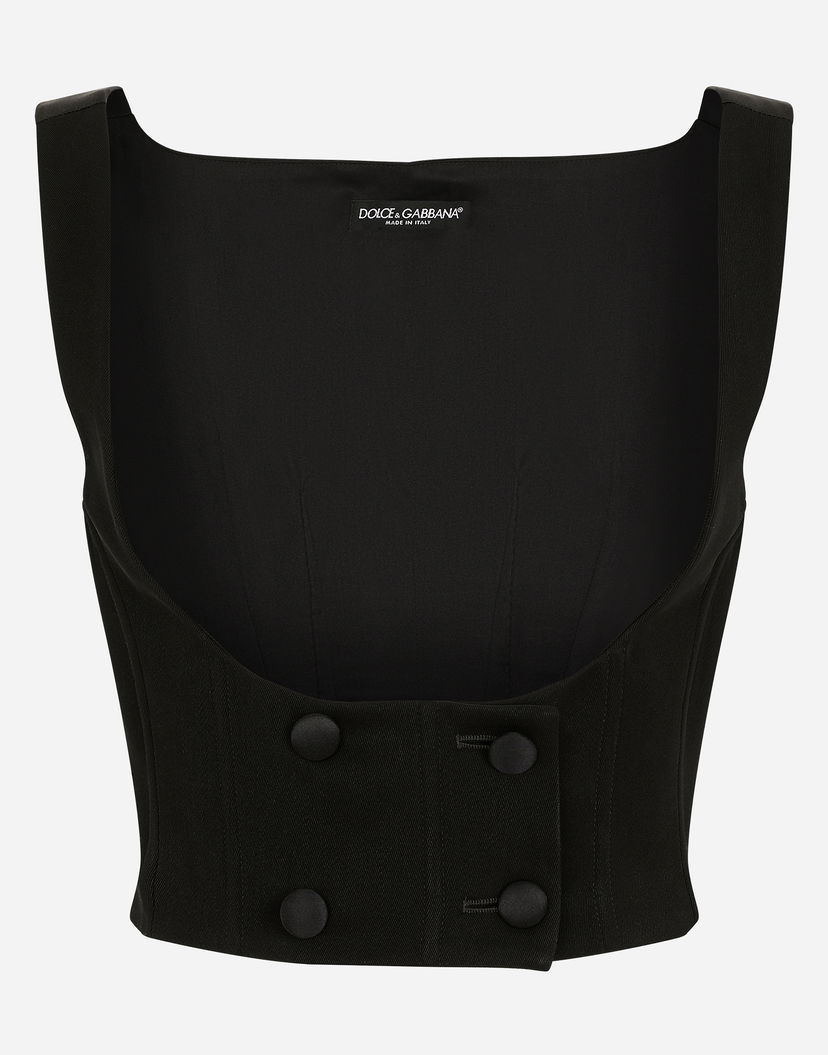 Crop Top Dolce & Gabbana Square-Neck Double-Breasted Bustier Top Čierna | F791FTFU28JN0000