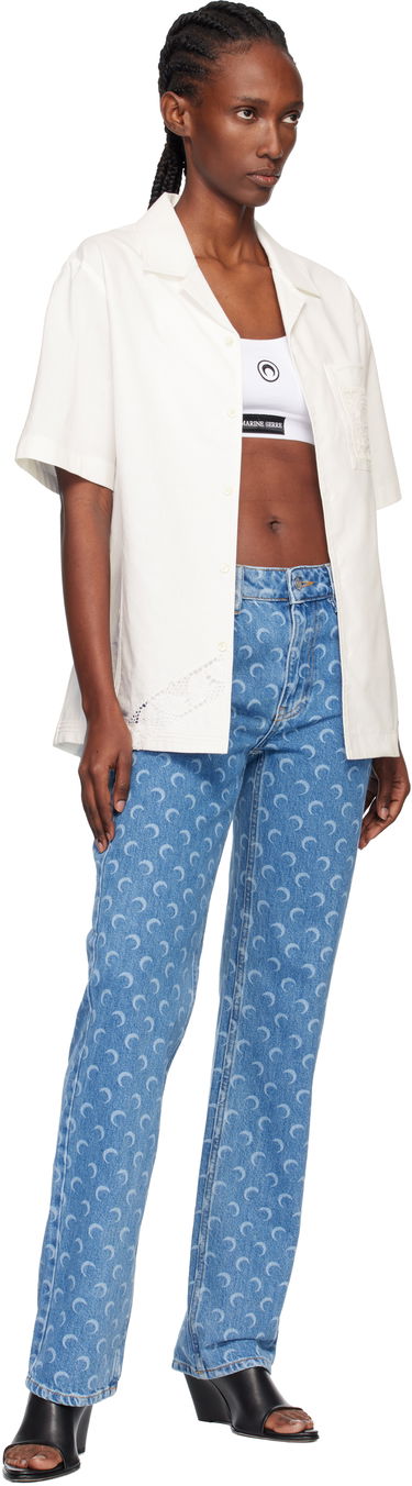 Košeľa Marine Serre Regenerated Household Linen Short Sleeve Bowling Shirt Biela | USI016AUWOV0045, 3