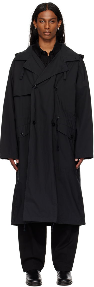 Pláštenka LEMAIRE LEMAIRE Light Hooded Trench Coat Čierna | CO1096 LF1371, 0