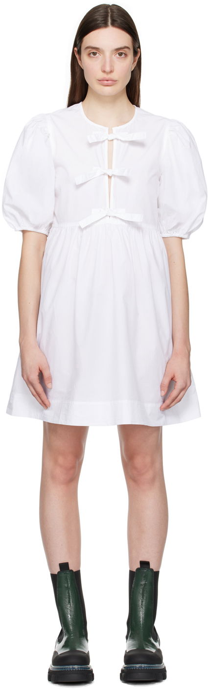 Šaty GANNI Ganni Self-Tie Mini Dress Biela | F9170, 0