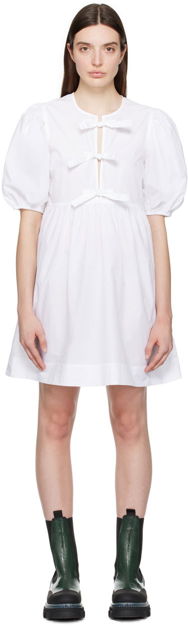 Šaty GANNI Ganni Self-Tie Mini Dress Biela | F9170, 0