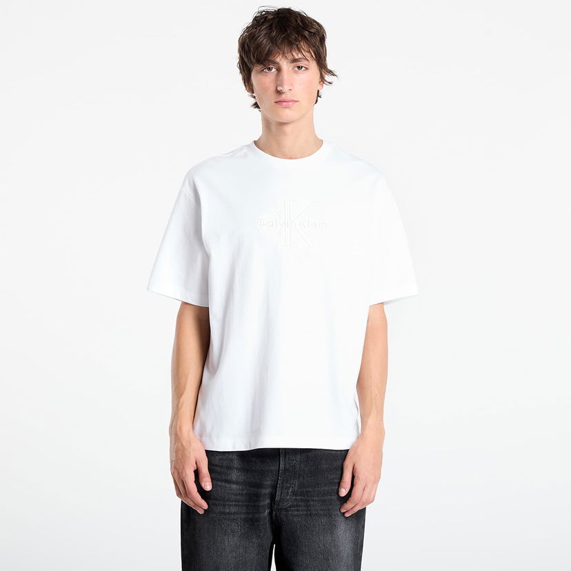 Tričko CALVIN KLEIN Calvin Klein Hi Low Emb 16S Jersey T-Shirt Biela | LV04RB295G YAA