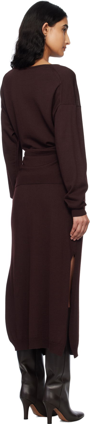 Šaty LEMAIRE LEMAIRE Trompe L'Oeil Knit Maxi Dress Vínová | DR1093 LK087, 2
