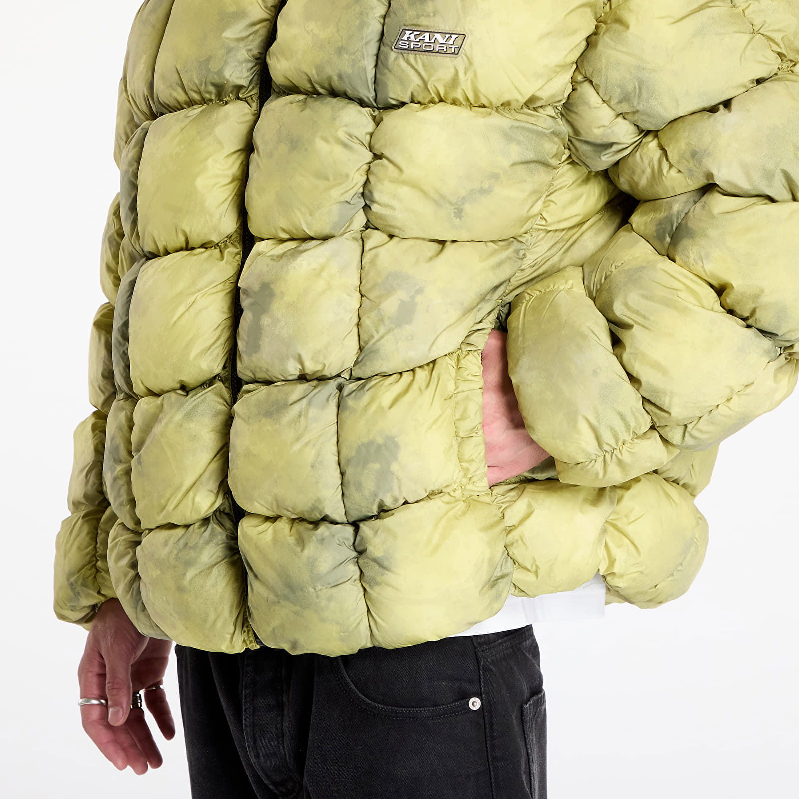 Jacket Sport Patch Square Quilted Puffer Jacket Lime Green L