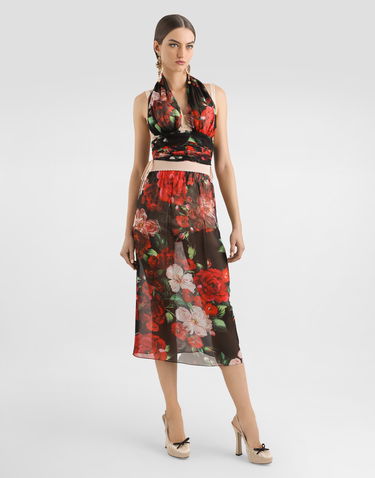 Sukňa Dolce & Gabbana Dolce & Gabbana Rose-Print Chiffon Midi Skirt Rôznofarebný | F4BBOTIS1Y6HN5PD, 1