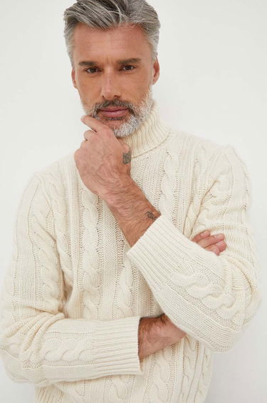 Sveter Polo by Ralph Lauren Cable-Knit Turtleneck Sweater Biela | 710917035, 3