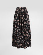 Vintage Roses-print Charmeuse Circle Skirt