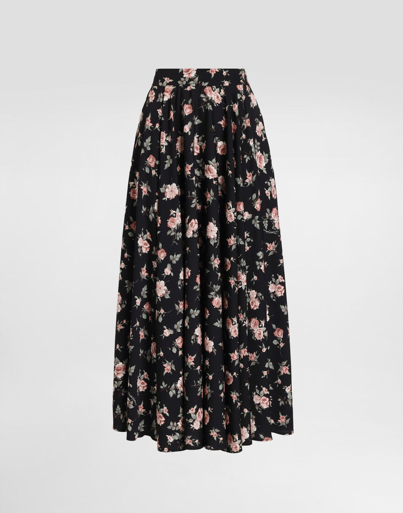 Sukňa Dolce & Gabbana Vintage Roses-print Charmeuse Circle Skirt Rôznofarebný | F4DBGTFSA8CHN5XQ