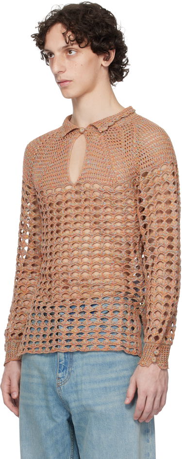 Sveter Valentino Valentino Cotton & Linen Knit Polo Sweater Oranžová | 6V0KC34AAUTAH2, 3