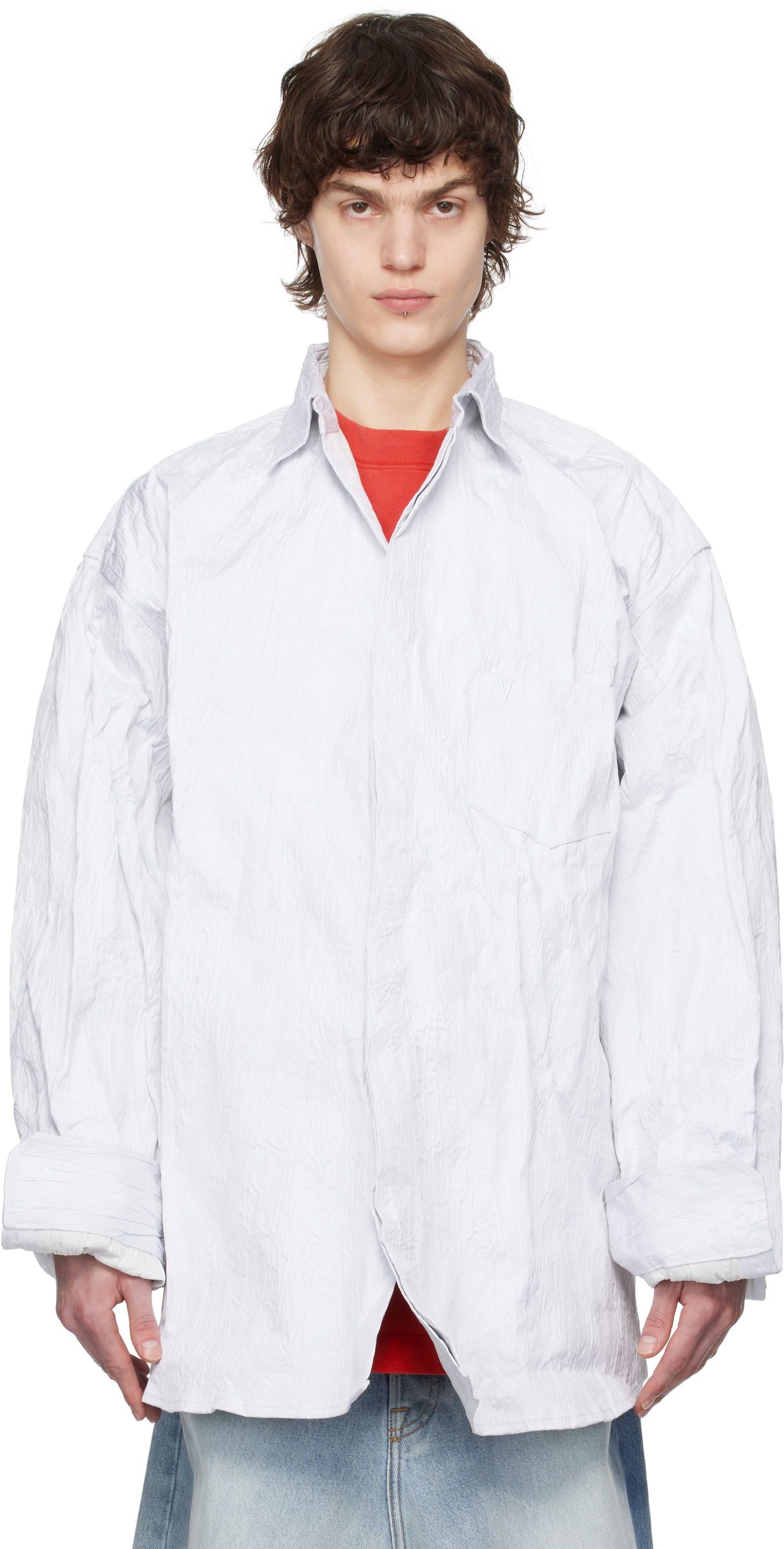 Košeľa VETEMENTS Vetements Runway Metalized Wrinkled Shirt Biela | UA66SH110W, 0