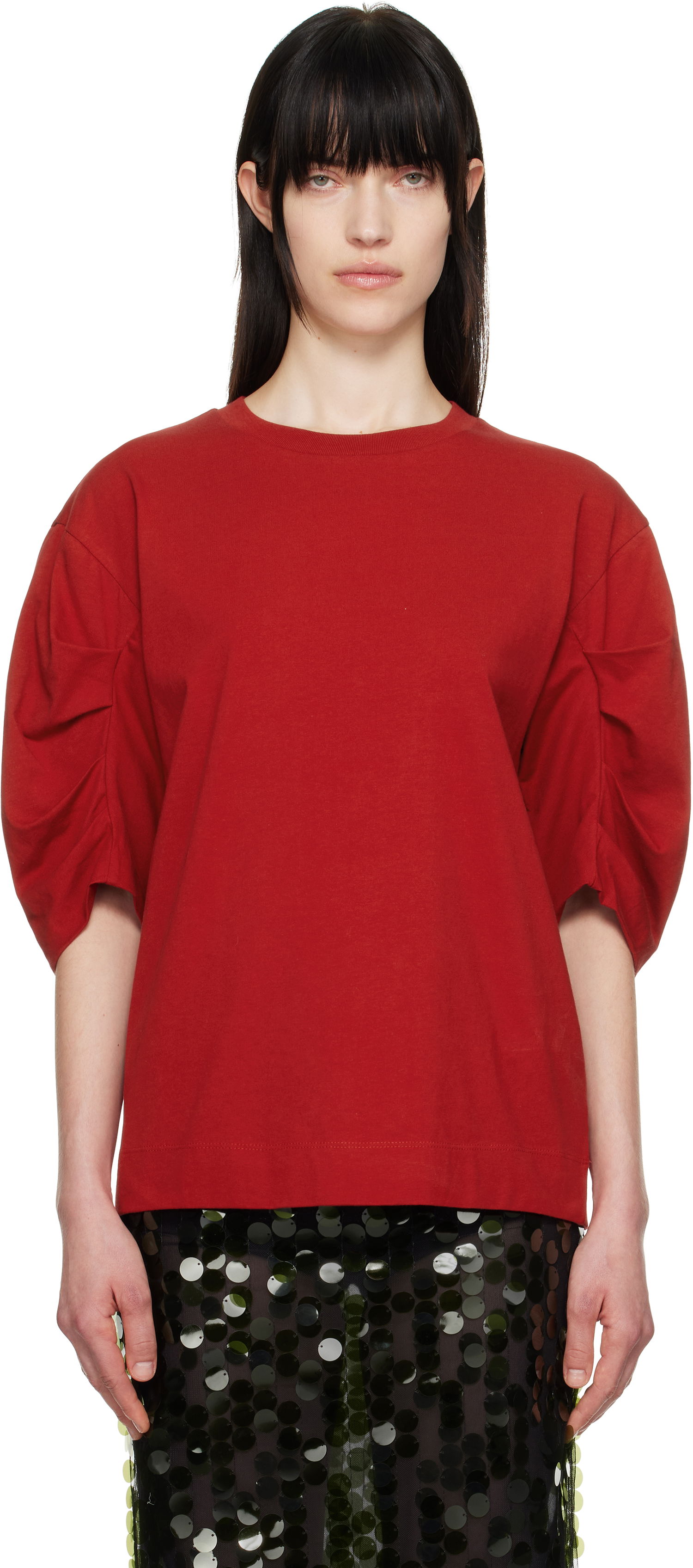 Tričko Dries Van Noten Dries Van Noten Pleated T-Shirt Červená | 251-011141-1603, 0