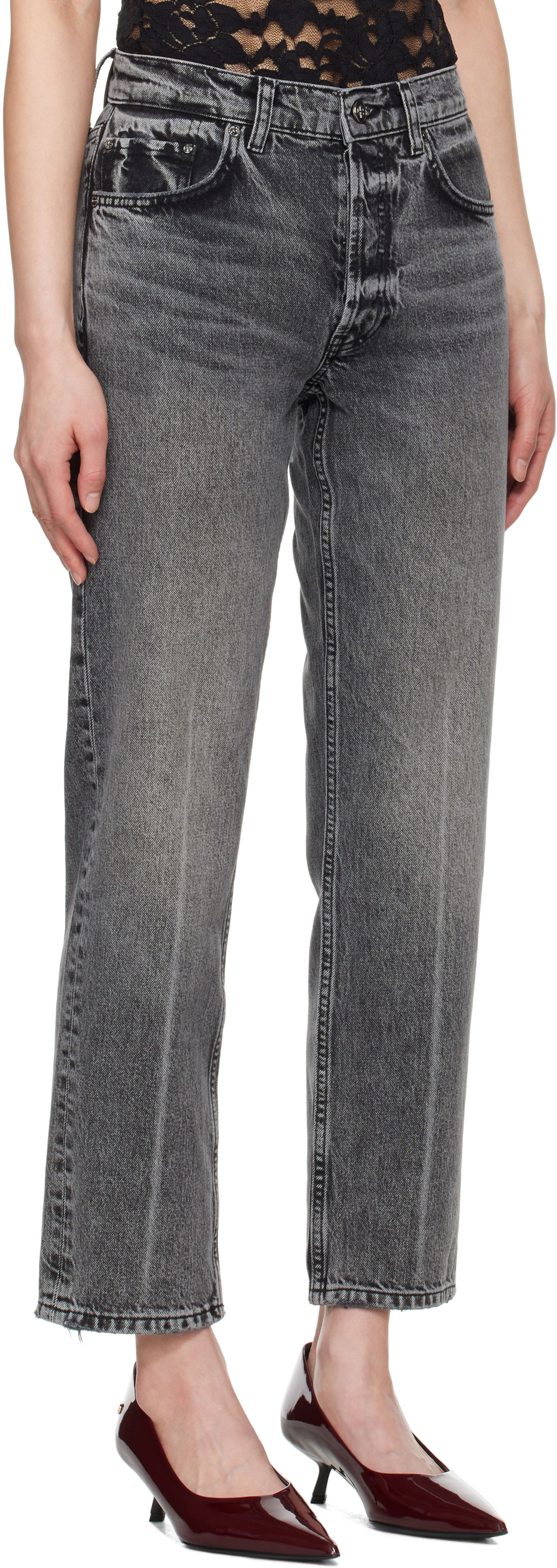 Džínsy Anine Bing Anine Bing Kate Straight-Leg Jeans Šedá | A-06-11158-WHG6, 1