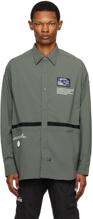 Košeľa AAPE by A Bathing Ape AAPE by A Bathing Ape Holographic Patch Long Sleeve Shirt Zelené | AAPSTM8441XXKKHE, 0