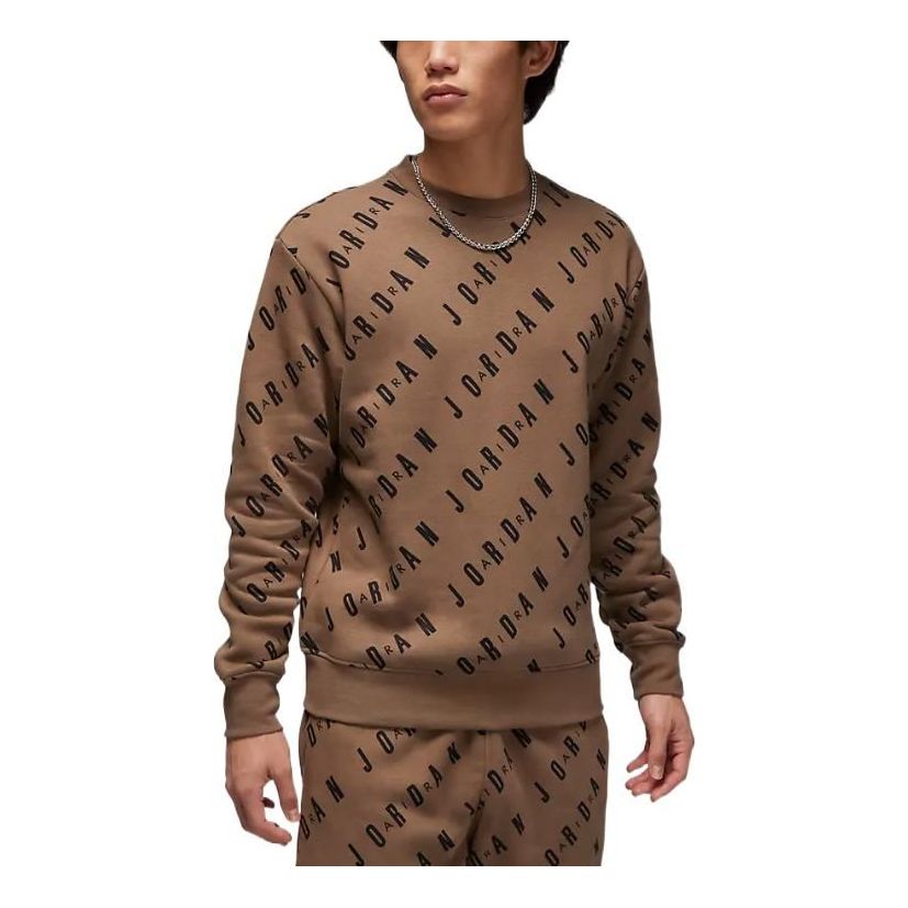 Sveter Jordan Fleece Sweatshirt With All-Over Logo Print Hnedá | DX9174-274, 0