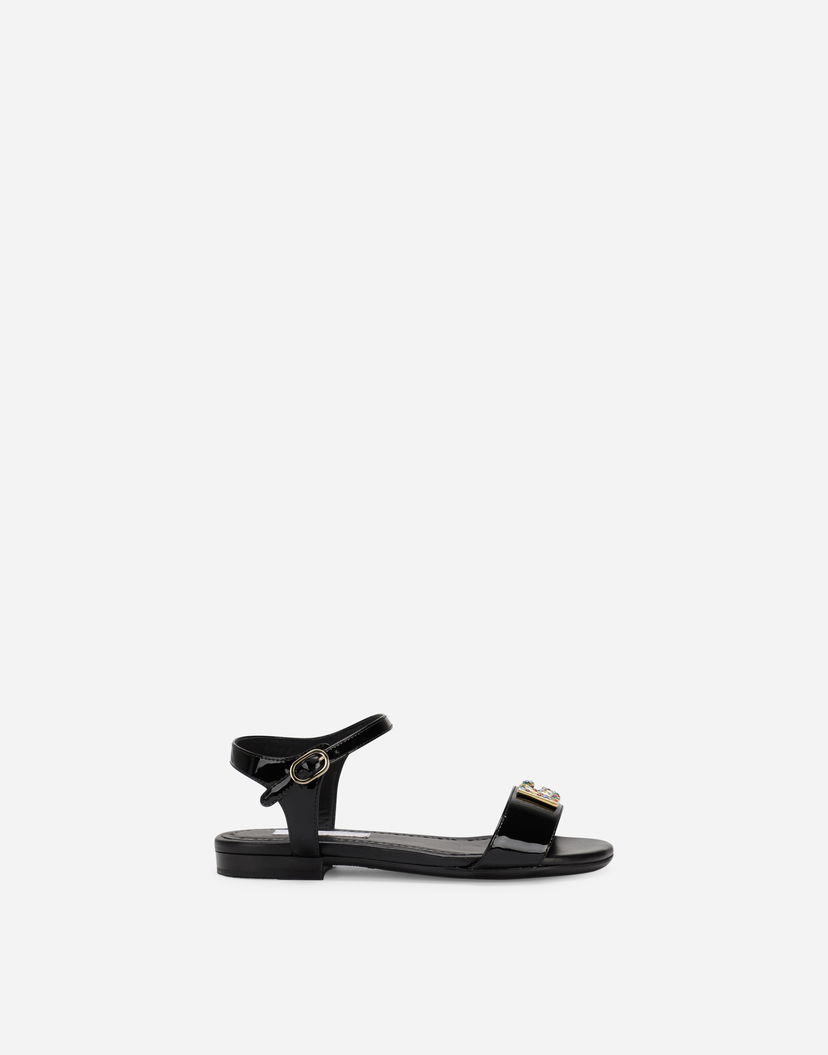 Tenisky a topánky Dolce & Gabbana Patent Leather Sandals With Dg Logo Čierna | D11048A115380999