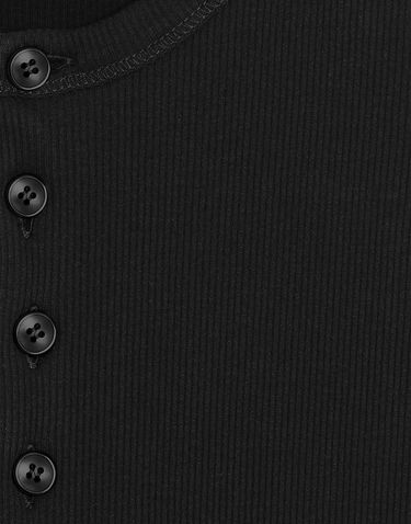 Tričko Dolce & Gabbana Ribbed Cotton Short-Sleeve Henley T-Shirt 50 Čierna | G8QX6TFU7AVN0000, 2