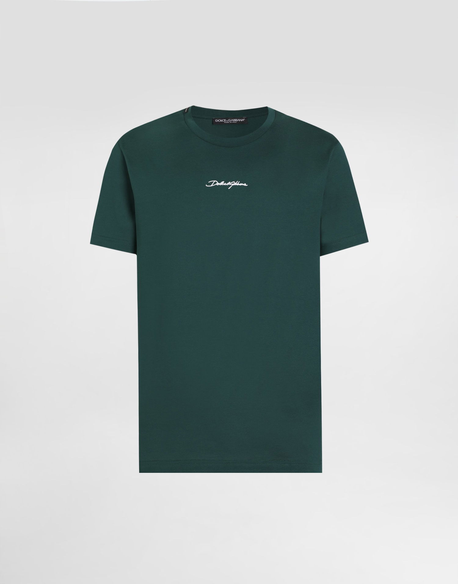 Tričko Dolce & Gabbana Cotton T-shirt With Embroidered Patch Zelené | G8RN8ZG7P0CV0018, 0