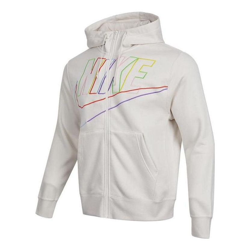 Mikina Nike Club Fleece Logo Full-Zip Hoodie Biela | DX0536-030, 0
