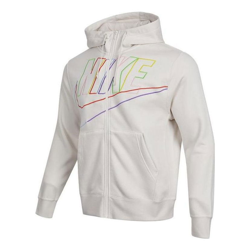 Mikina Nike Club Fleece Logo Full-Zip Hoodie Biela | DX0536-030