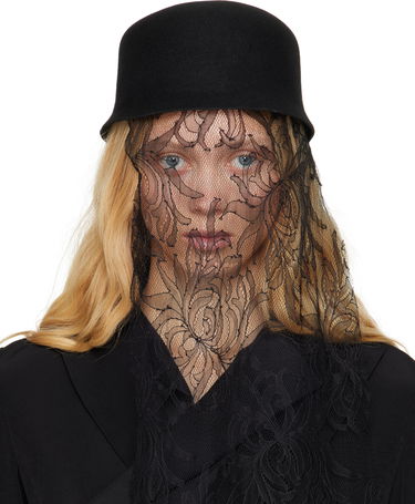 Klobúk Yohji Yamamoto Yohji Yamamoto Lace Veil Felt Hat Čierna | FP-H08-867, 0