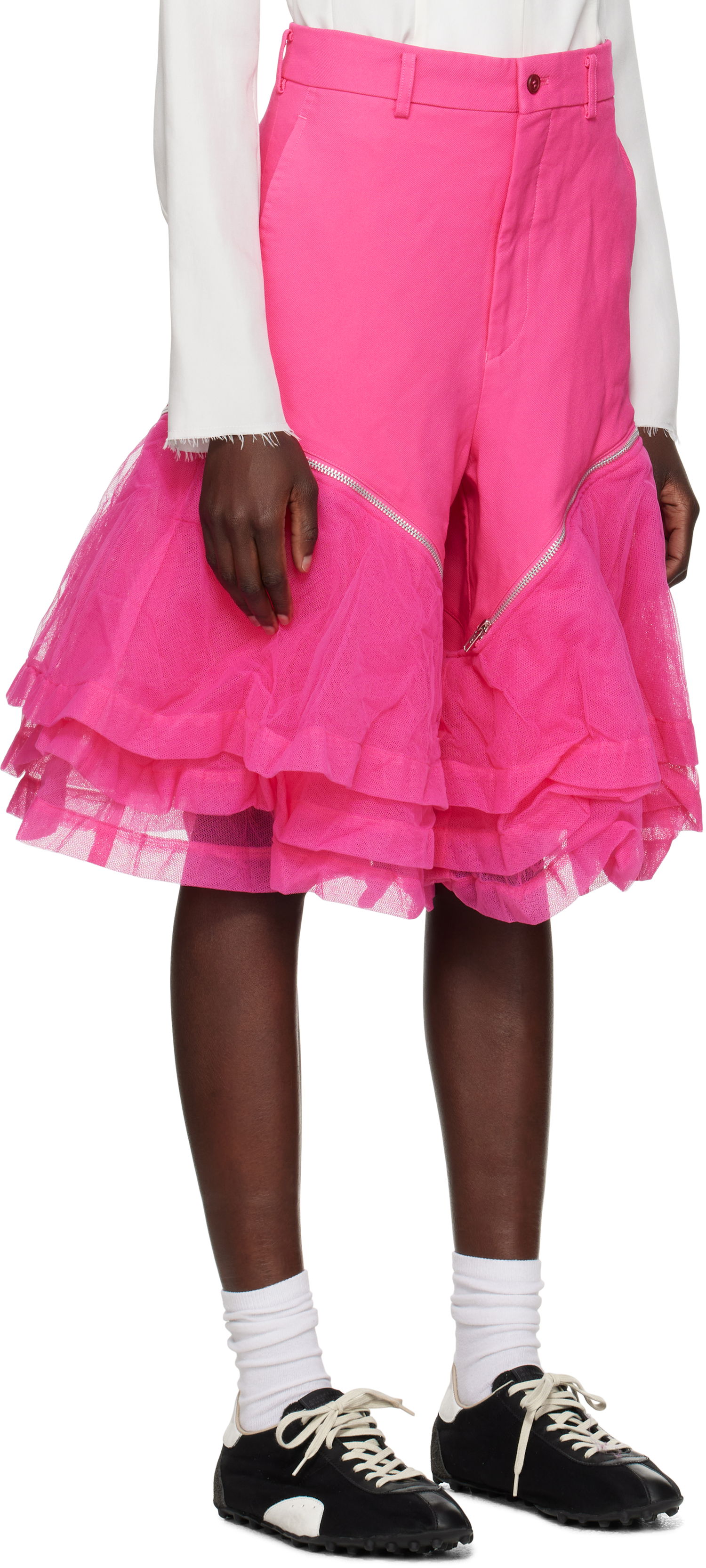 Šortky Comme des Garçons Comme des Garçons Homme Plus Gabardine and Nylon Tulle Shorts Ružová | PO-P010-051, 1