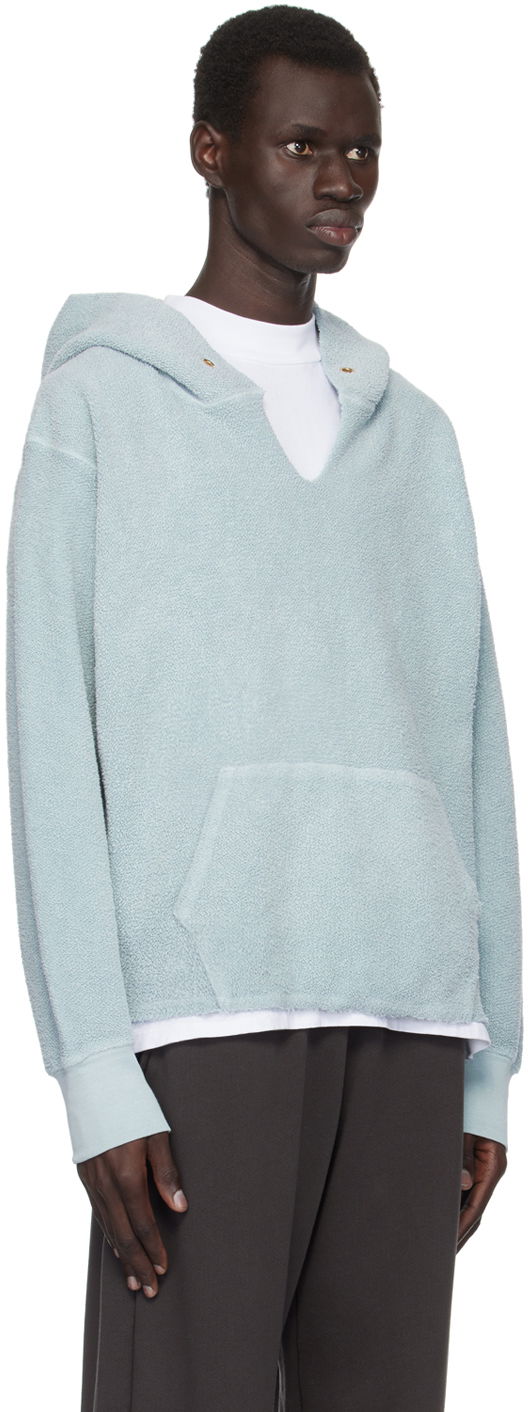 Sveter LES TIEN Les Tien Heavyweight Raw Cropped Hoodie Modrá | CF-1091-IO-PD, 1