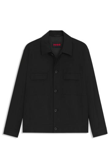 Bunda BOSS Slim-Fit Wool-Blend Twill Jacket Čierna | 50547219