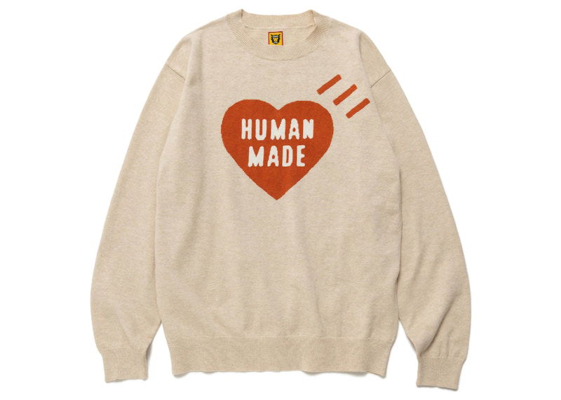 Sveter Human Made Heart Long Sleeve Knit Sweater Béžová | HM24CS032
