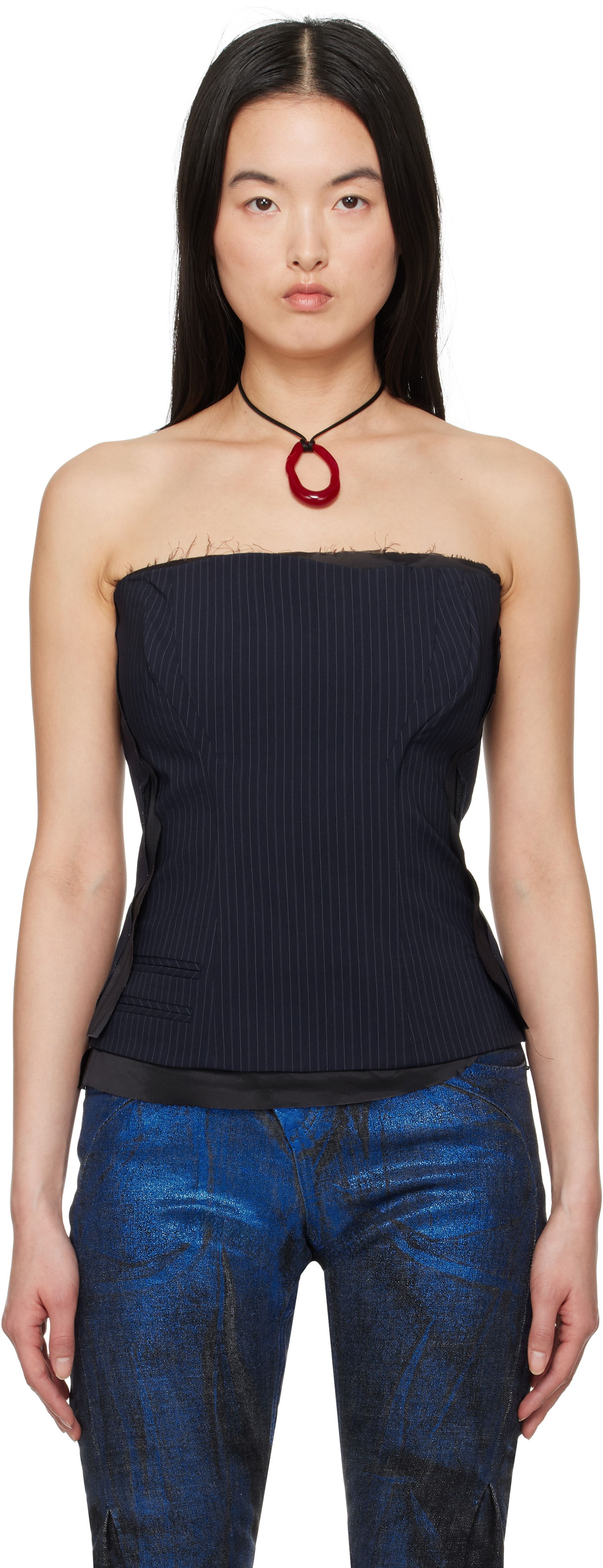 Crop Top Ottolinger Ottolinger Pinstripe Corsage Top Čierna | 12310302301, 0