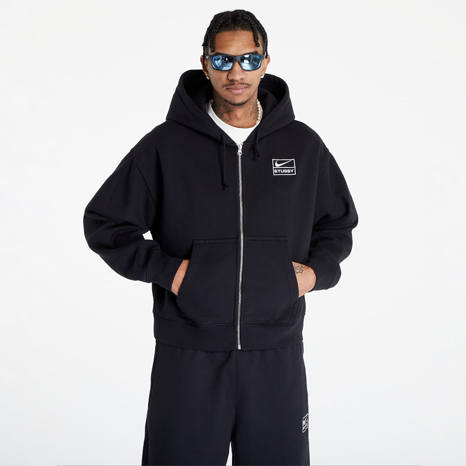Mikina Nike Stüssy NRG x Full-Zip Fleece Hoodie Čierna | FJ9175-010, 0