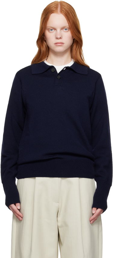 Sveter Studio Nicholson Studio Nicholson Sark Polo Sweater Navy | SARK SN - 1503, 0