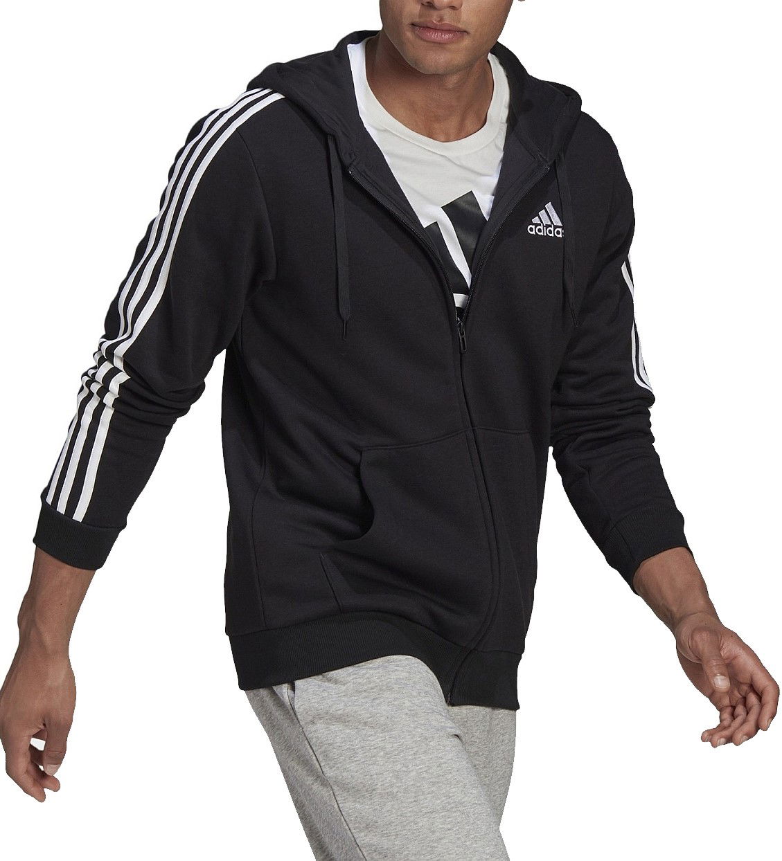 Mikina adidas Originals 3-Stripes Full Zip Hoodie Čierna | b47368, 0