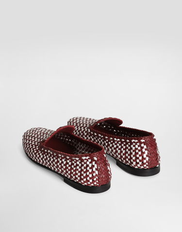 Doplnky Dolce & Gabbana Dolce & Gabbana Woven Leather Loafers Vínová | A50687A9M518S666_1, 2