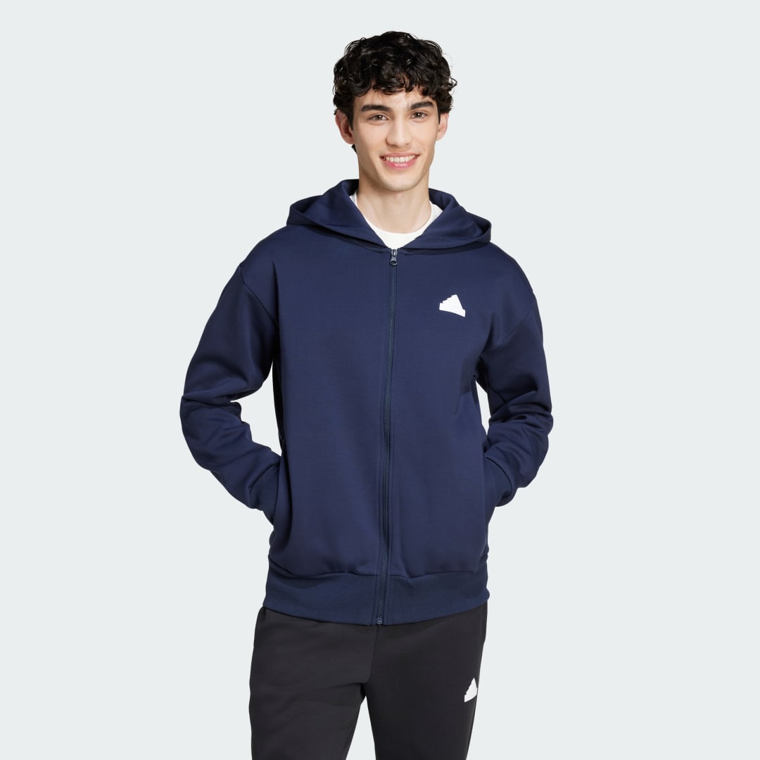 Mikina adidas Performance Future Icons Doubleknit Full-Zip Hoodie Navy | IX3903, 0