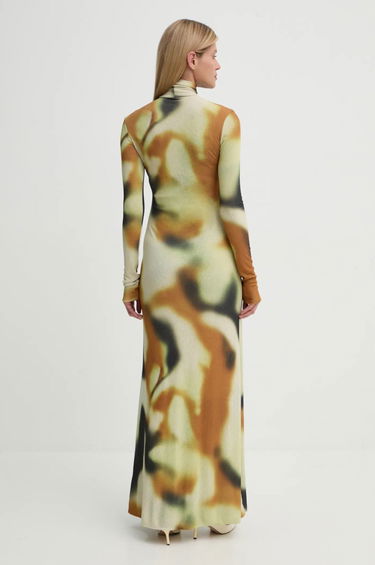 Šaty Nanushka Maxi Abstract Print Turtleneck Dress Béžová | NW24FWDR32976, 2
