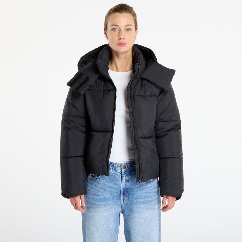 Prešívaná bunda Urban Classics Hooded Collar Puffer Jacket Čierna | TB7797-00007