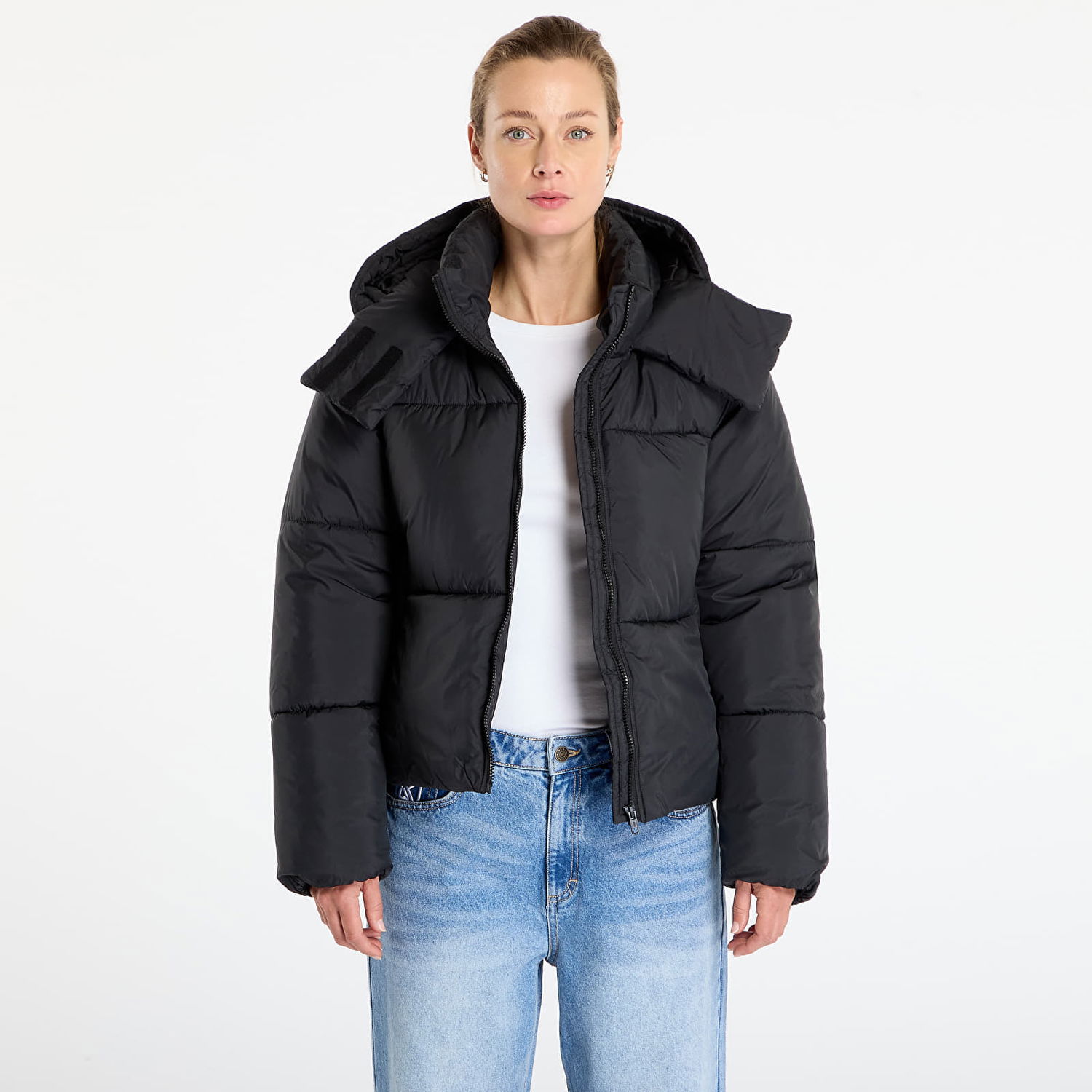 Prešívaná bunda Urban Classics Hooded Collar Puffer Jacket Čierna | TB7797-00007, 0