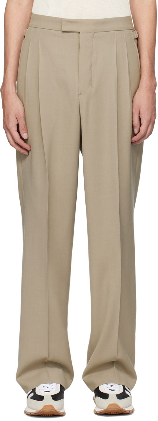 Nohavice AMI Pleated Trousers Béžová | HTR419.VI0007, 0
