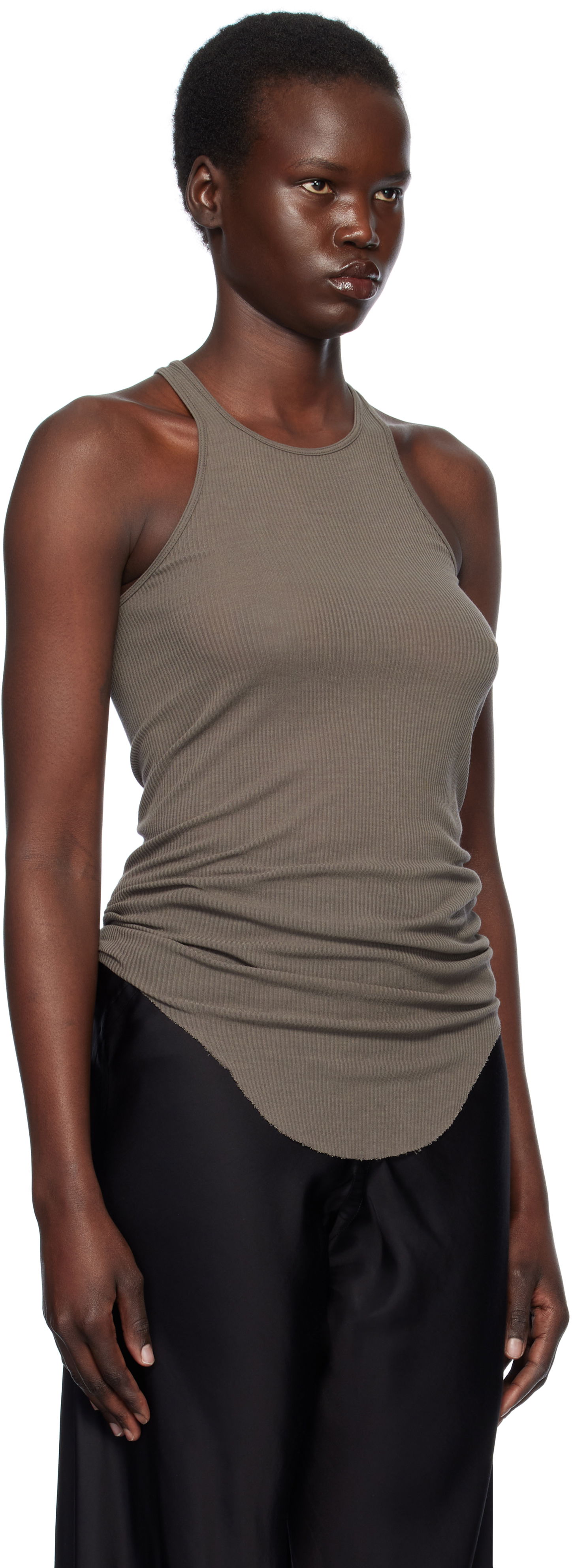 Tielko Rick Owens Rick Owens Hollywood Basic Rib Tank Top Hnedá | RP01E7101 RC, 1