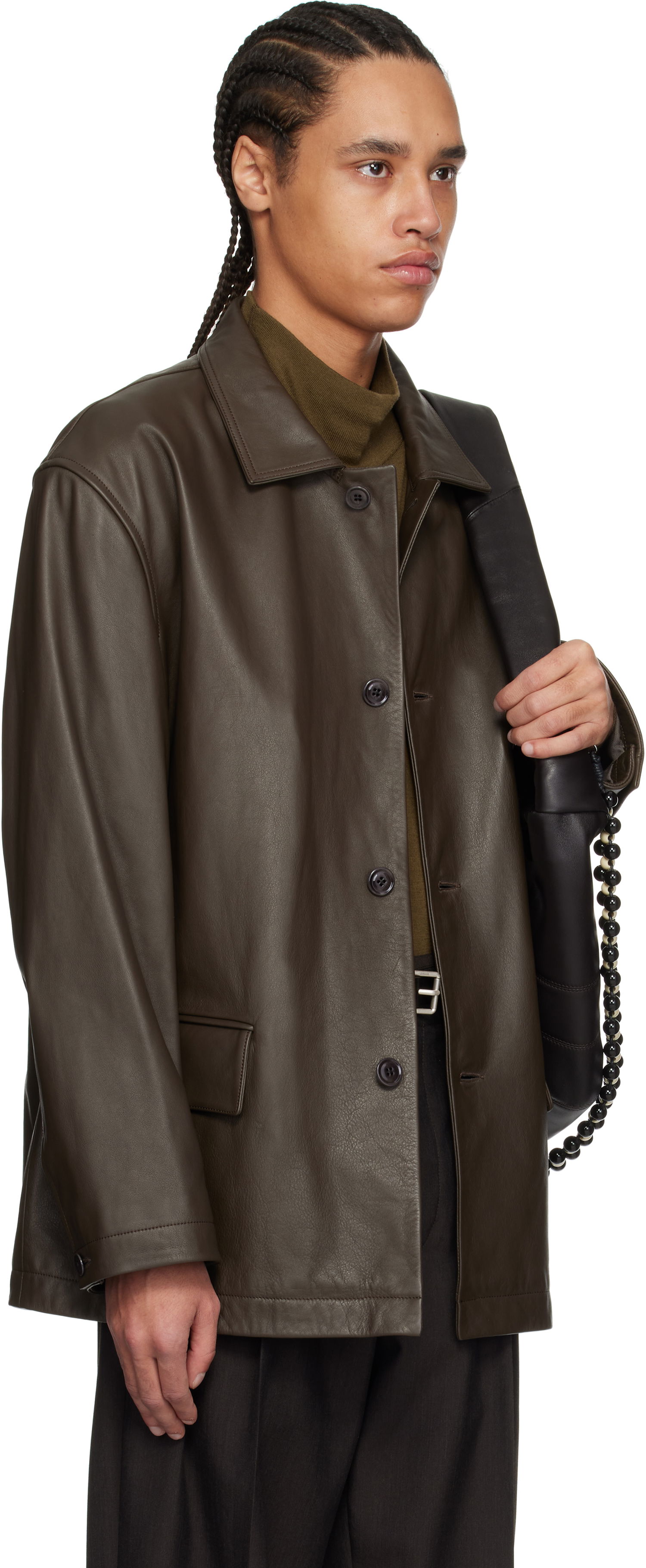 Bunda LEMAIRE Lemaire Relaxed Leather Jacket Hnedá | OW1074 LL0095, 1