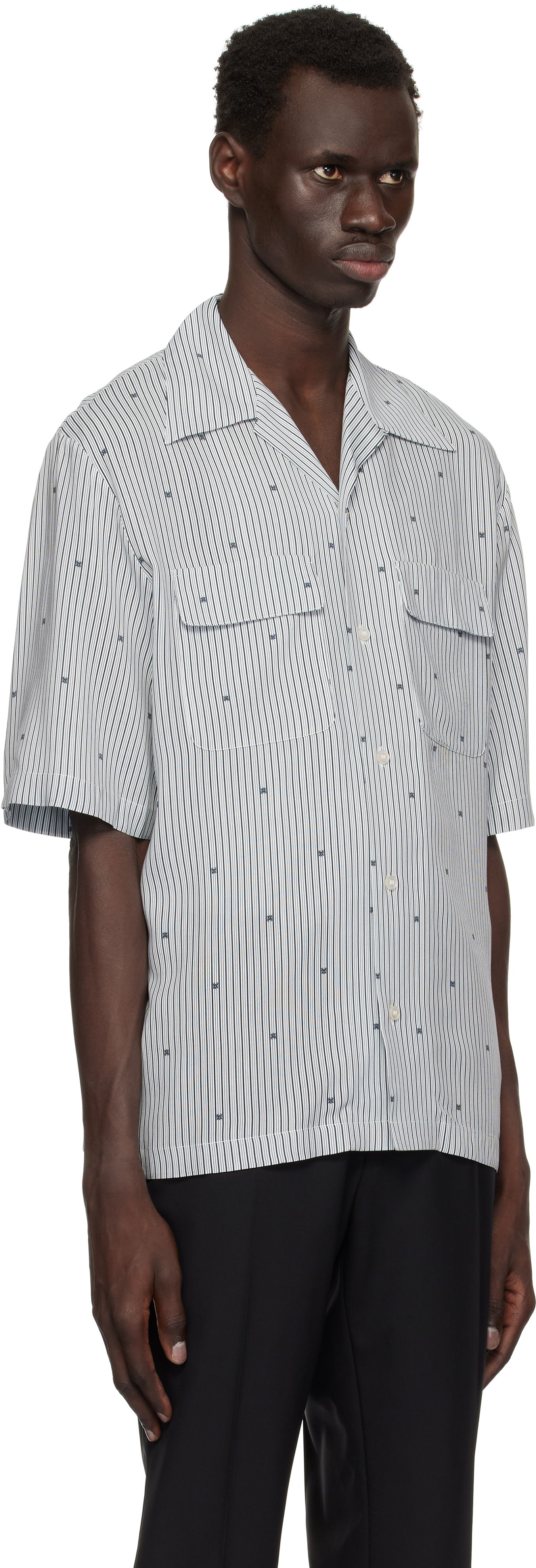 Košeľa AMIRI AMIRI 'MA' Pinstripe Camp Shirt Biela | AMSTCA1103, 1