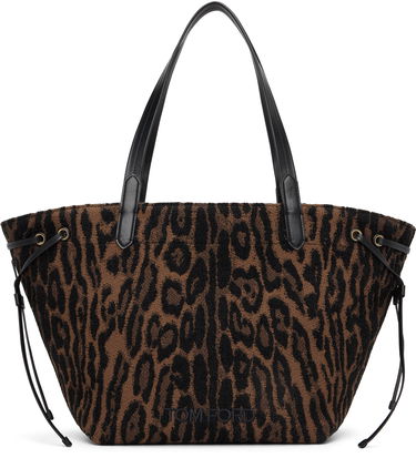 Tote bag Tom Ford Tom Ford Jacquard & Calfskin Large Tote Hnedá | L1876-TSY057G, 0
