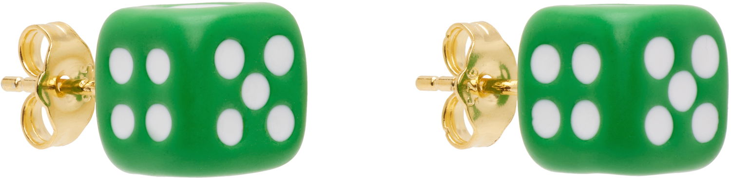 Náušnice VEERT VEERT 'The Enamel Dice' Earrings Zelené | OR03GREEN, 1
