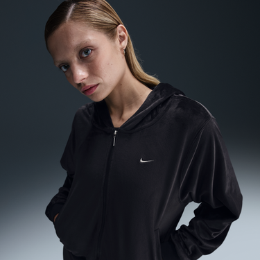 Mikina Nike Sportswear Chill Knit Velvet Full-Zip Hoodie Čierna | HJ0954-010, 1